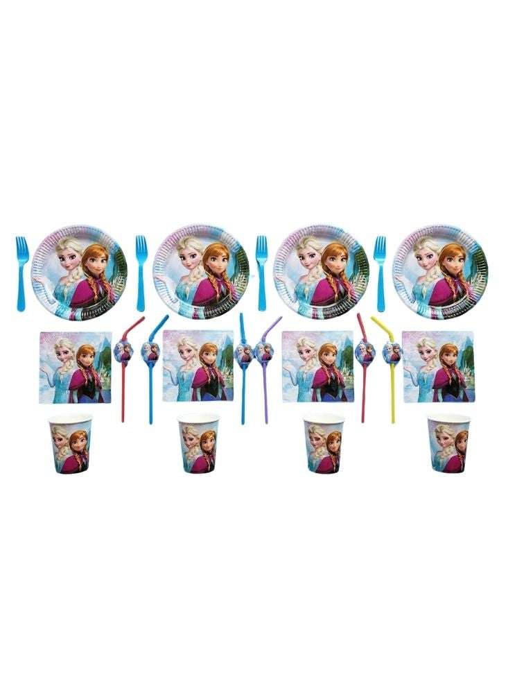 Premium Disney Frozen Party Tableware Set – Elsa, Anna & Olaf Plates, Cups, Straws and Cutlery (4 of Each Item) - Image 4